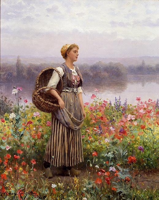 Daniel Ridgeway Knight The flower girl oil painting image